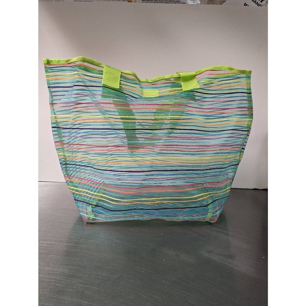 Green Rainbow Beach Shopping Tote Shoulder Bag Large 20"X16" with Smaller Matchi - Picture 4 of 12